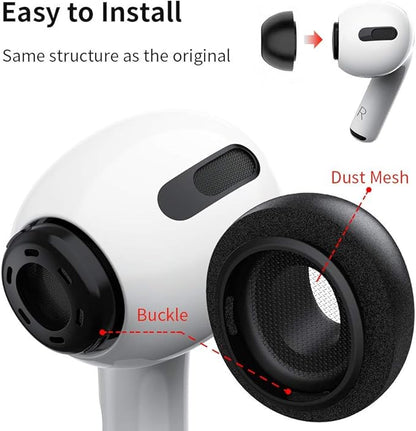 Lanwow Premium Memory Foam Tips for AirPods Pro. No Silicone Eartips Pain. Anti-Slip Eartips. Fit in The Charging Case, 3 Pairs (S/M/L, Black)