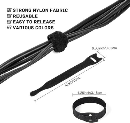 OneLeaf 180PCS Valuable Wire Organizer 4Inch Reusable Cable Ties with Hook and Loop, Colorful Fastening Cord Ties Wire Management for Home, Office, Data Centers, and Electronics, 5 colors