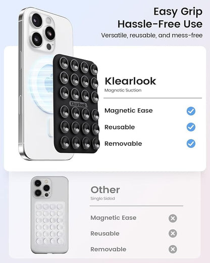 Klearlook 4PCS Magnetic Suction Phone Mount for MagSafe Case, Sticky Phone Grip Holder for iPhone, Removable Hands-Free Selfie/Video for TikTok Influencers, (Clear & Light Pink & Light Blue & Black)