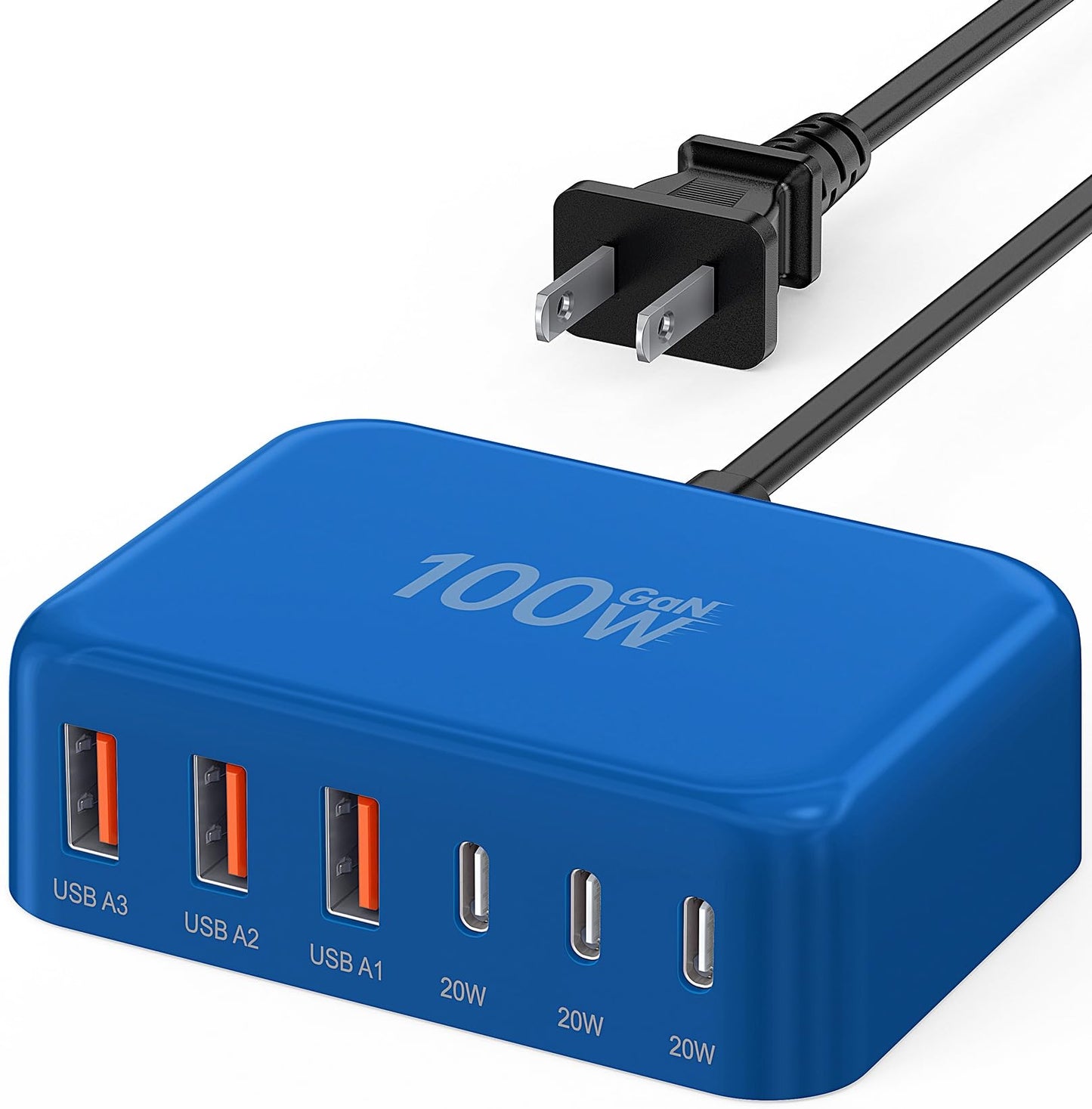 [2026 Updated] USB C Fast Charger, 100W GaN 6 Port Type C Charging Station Hub Block Cube, USB C Wall Charger Power Strip Adapter Plug for iPad iPhone 17 16 15 14 Pro Max Pixel Note Galaxy, 5ft Cord