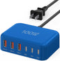 [2026 Updated] USB C Fast Charger, 100W GaN 6 Port Type C Charging Station Hub Block Cube, USB C Wall Charger Power Strip Adapter Plug for iPad iPhone 17 16 15 14 Pro Max Pixel Note Galaxy, 5ft Cord
