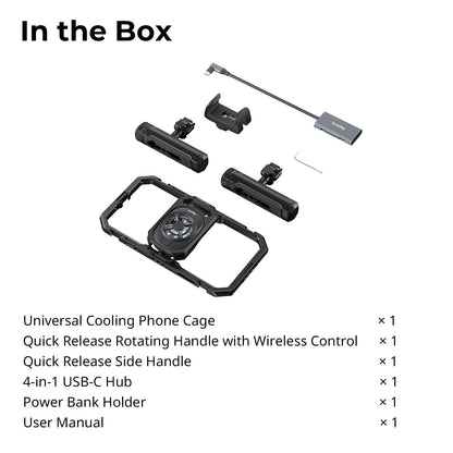 SMALLRIG All-in-One Cooling Dual Handle Phone Cage Kit for iPhone 17/16/Android, 15W Active Cooler & 4-in-1 USB-C Hub, Universal Compatibility 2.5-3.1" Phones, for Live Streaming- 5276