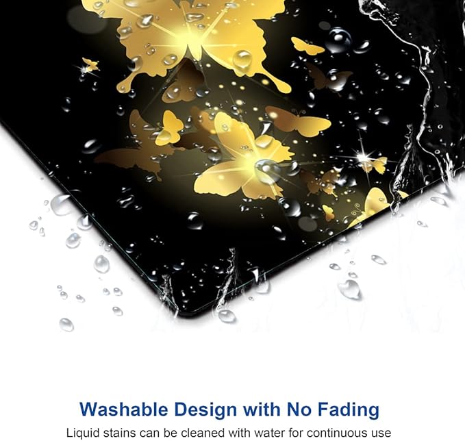 Hokafenle Mouse Pad, Gold Butterfly Mouse Pad, Cute Mouse Pads with Design, Square Mouse Mat Waterproof Non-Slip Rubber Base Mousepad for Office Laptop