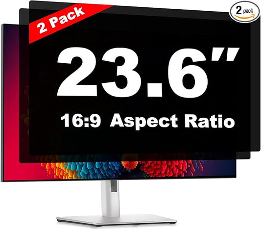 Pozlle 23.6 Inch Computer Privacy Screen Shield [2 Pack] for 16:9 Widescreen Desktop Monitor - Anti-Glare Blue Light Privacy Filter and Anti Spy Privacy Screen Protector Film