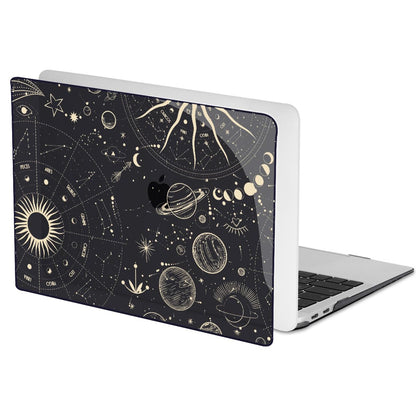 LCMOCICO for MacBook Air 13 inch M1 Case 2021 2020 2019 2018 (Model M1 A2337 A2179 A1932) with Touch ID & Retina Display, Crystal Black Printed Pattern Hard Shell Case Keyboard Cover, Constellation