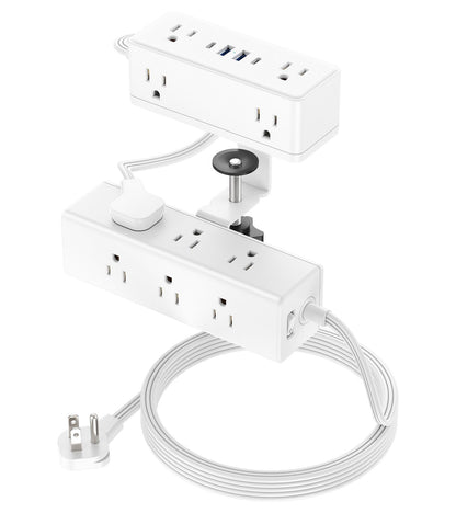 VILONG Dual Layer Desk Clamp Power Strip, 13 Outlets, 20W USB-C, 10FT Cord