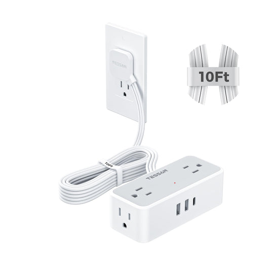 TESSAN Extension Cord 5 FT, Power Strip with 900J Surge Protection, Grey