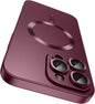Magnetic for iPhone 16 Pro Max Case [Compatible with MagSafe][Built-in Camera Lens Protector] Slim Soft Silicone Bumper Shockproof Metallic Luster Phone Case (Burgundy)