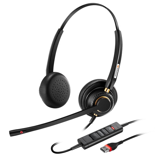 Arama USB Headset with Microphone for PC, Computer Laptop Headphones with Noise Cancelling Mic & Audio Controls for Home Office Business Skype UC Webinar Zoom