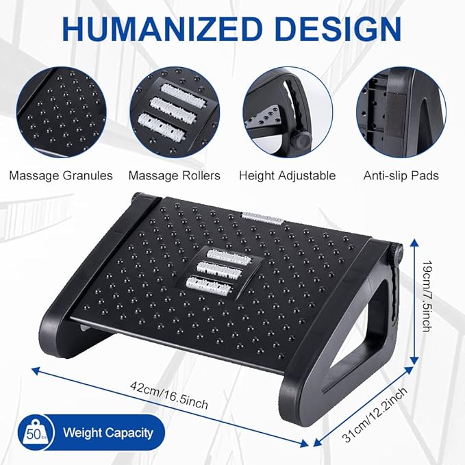 ZLMHYYM Foot Rest for Under Desk at Work, Six Heights Adjustable Foot Stool