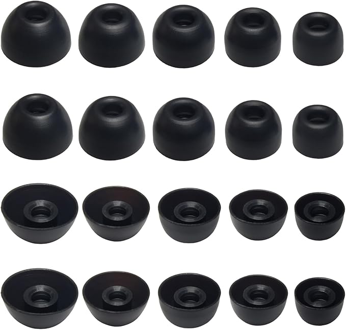 Silicone Earbuds Tips for Powerbeats Pro2 Replacement Ear Tips 10 Pairs XL/L/M/S/XS - Compatible with Beats Studio Buds/Beats Fit Pro/Solo Buds, Black
