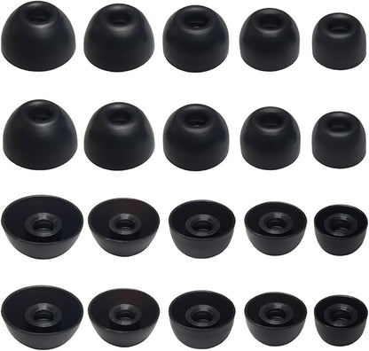 Silicone Earbuds Tips for Powerbeats Pro2 Replacement Ear Tips 10 Pairs XL/L/M/S/XS - Compatible with Beats Studio Buds/Beats Fit Pro/Solo Buds, Black