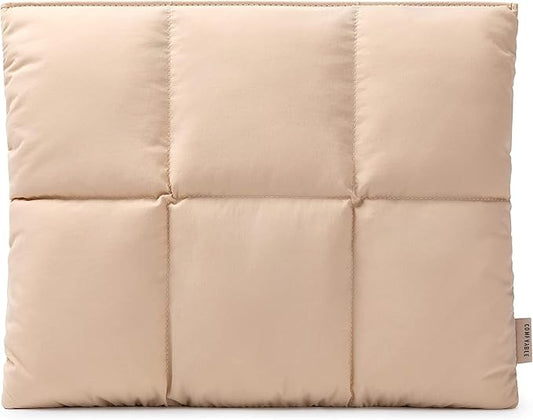 Comfyable Puffy Laptop Sleeve 13 Inch 14 Inch, Quilted Puffer Laptop Carrying Case, Pillow Case Compatible with MacBook Air M4 2025 M3 M2 M1, MacBook Pro M4 Pro/Max, Sand