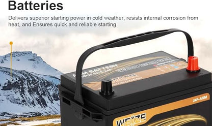 Weize Platinum AGM Battery BCI Group 24F Automotive Battery, 120RC, 710CCA, 36 Months Warranty, Dimensions 10.75" L x 6.81" W x 8.98" H