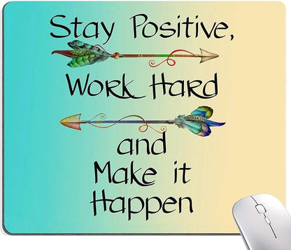 IMAYONDIA Mouse Pad - Inspirational Quotes, Waterproof, Non-Slip Rubber Base, Square Mouse Mat for Computer Laptop, Stay Positive