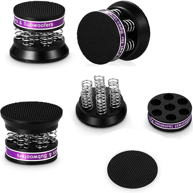Tertullus 4pcs Spring Speaker Feet Isolation Foot 43mm×38.5mm Stand HiFi Aluminum Shock Absorber Isolation Pads Turntable Dac Feet Pad(Black)
