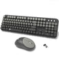 Wireless Keyboard and Mouse Combo, Retro Typewriter Style Round Keys, 2.4G Wireless Black and Grey Keyboard with Clicky Bubble Keys for PC Laptop and Desktop