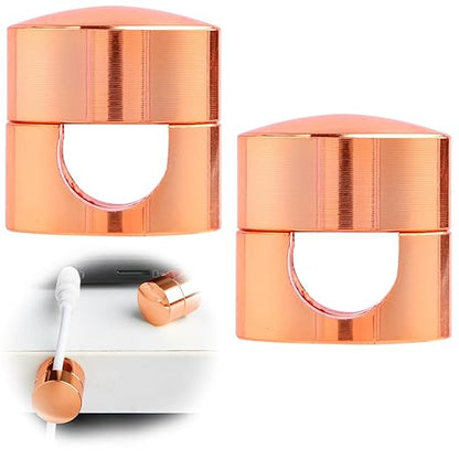2 Sets Charger Holders for Cords, Rose Gold Color Adjustable Cable Anchor Holders, Adhesive Metal Cord Clips, Cable Management Wire Organizers for Desk, Office, Nightstand