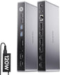 Displaylink Docking Station, USB C DisplayLink Dock Dual Displays for MacBook M1/M2/M3/M4 Windows, 4K@60Hz Displaylink Dock with 2 HDMI, 2 Display Port, 2USB C Data, 6 USBA, Ethernet, Audio