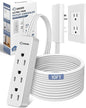 Saker Outlet Concealer Power Strip | 10ft Flat Plug Extension Cord with 3 Outlets,1625W | Universal Size Baby Proof Outlet Cover Extension Cord for Kitchen, Home and Office(10ft)