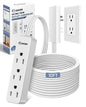Saker Dual 10ft Flat Extension Cord Outlet Cover, 3 Outlets, White