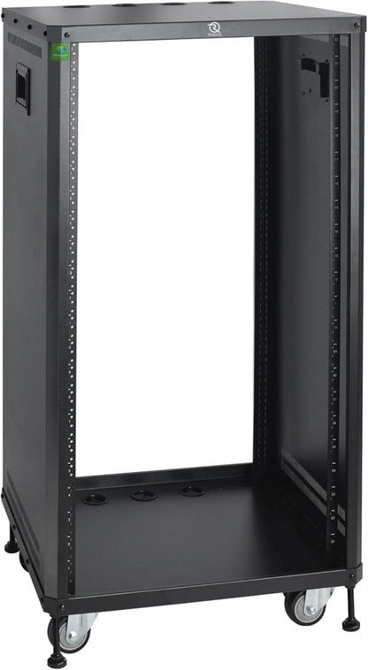 RIVECO POMU 22U Stereo & Server Rack with Caster Wheels, Rolling Network Cabinet, Open Frame Rack for 19-inch Audio Video Music Recording & IT Equipment, Obtuse Angel, Lifting Handle