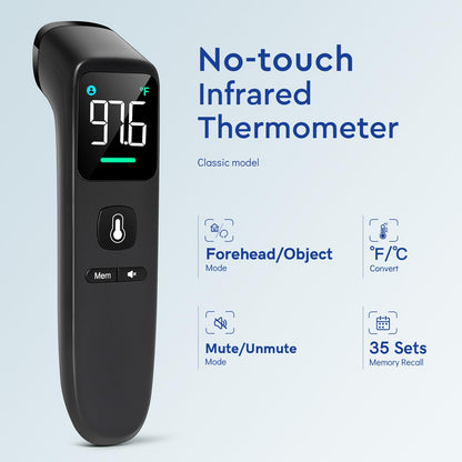 Viproud Touchless Thermometer for Kids and Adults, 1-Second Reading, Black