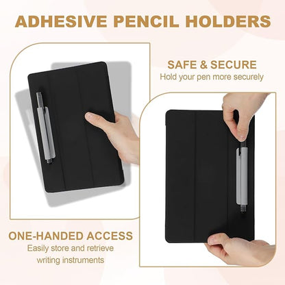 PATIKIL 2 Pcs Adhesive Pencil Holders, 105mm Long Universal Pencil Clip Silicone Pen Holder Office Pen Organizer for Desk Wall Clipboard Notebook Tablet Case Stylus, Pink