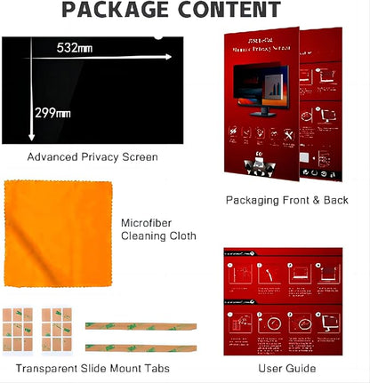24 Inch Computer Privacy Screen for 16:9 Aspect Ratio Widescreen Monitor, Eye Protection Anti Glare Blue Light Computer Monitor Privacy Filter, Removable Anti-Scratch 24in Protector Film