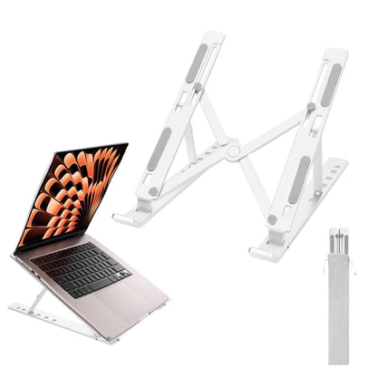 weourwe Ergonomic and Foldable Laptop Stand for Desk, Adjustable Riser, Fits All Laptops and Notebooks up to 17,Ultra-Thin,Ventilated Cooling,ABS+Silicone,Silver.