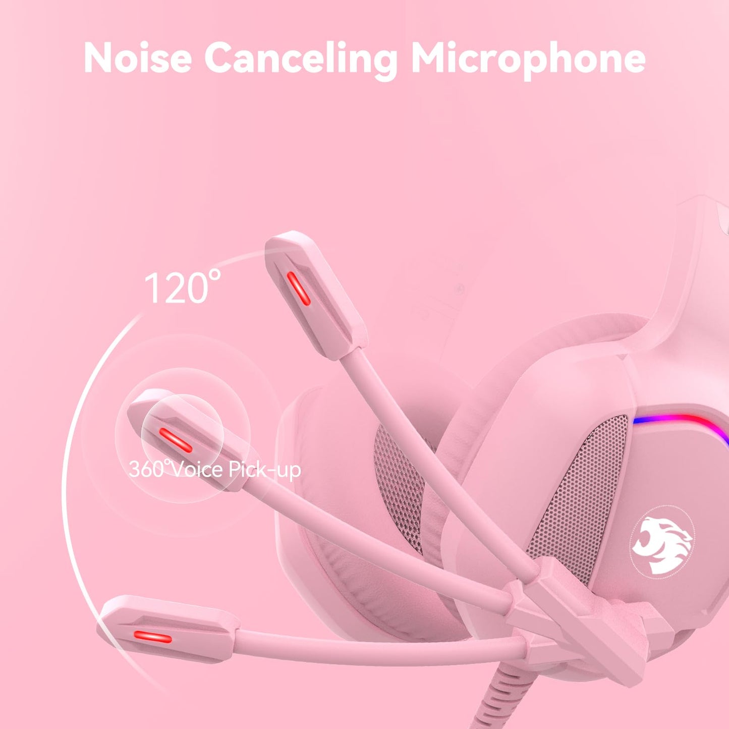 IMYB A36 Pink Gaming Headset with Mic Stereo Headphones for Pc, PS5, Xbox