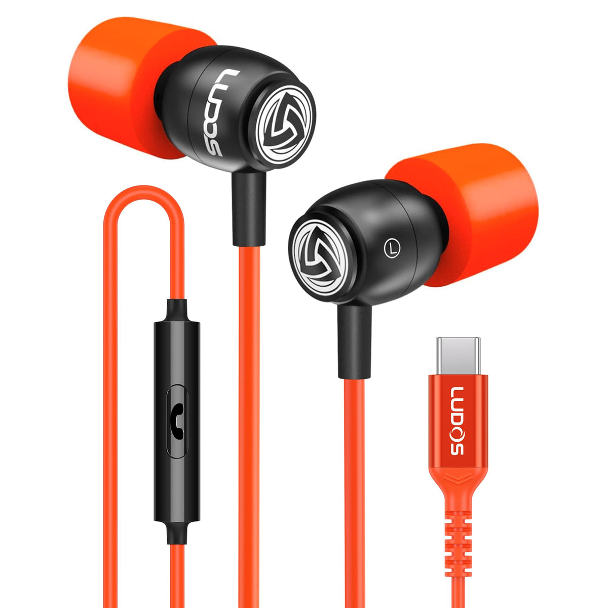 LUDOS Clamor Wired Earbuds in-Ear Headphones, 5 Years Warranty, Earphones with Microphone, Noise Isolating Ear Buds, Memory Foam for iPhone, Samsung, School Students, Kids, Women, Small Ears - Purple