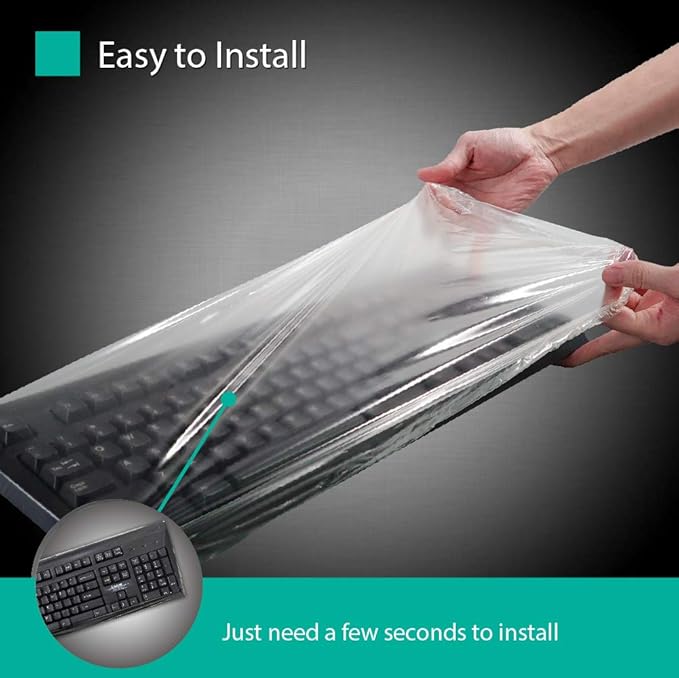 Universal Keyboard Cap by Green Onions Supply [20-Pack] – Ultra Thin 0.025mm Flat Keyboard Cover for Desktop with Numeric Keypad – Waterproof & Dustproof – Ideal for Hospital & Dental Use