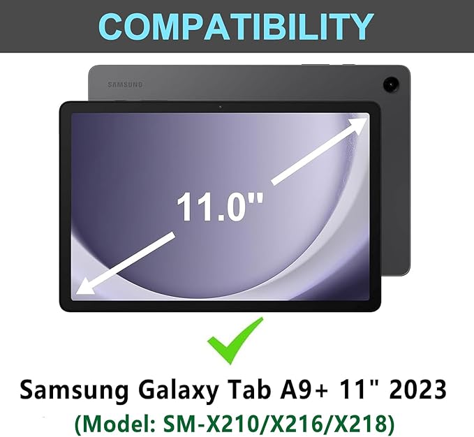 Keyboard Case for Samsung Galaxy Tab A9 Plus 5G 11 inch 2023 (SM-X210/X216/X218), Magnetic Detachable Wireless Keyboard Bluetooth, Smart Folio Cover with S Pen Holder for Galaxy Tab A9+ 11“（Black）