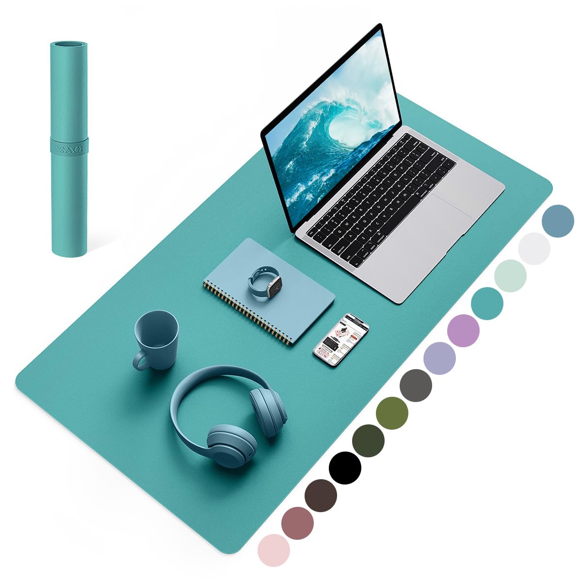 YSAGi Non-Slip Leather Desk Pad, Waterproof Laptop Computer Desk Keyboard Mat, Table Protector Blotter Mat, Large Mouse Pad for Office/Work/Home/Decor(Black, 31.5" x 15.7")