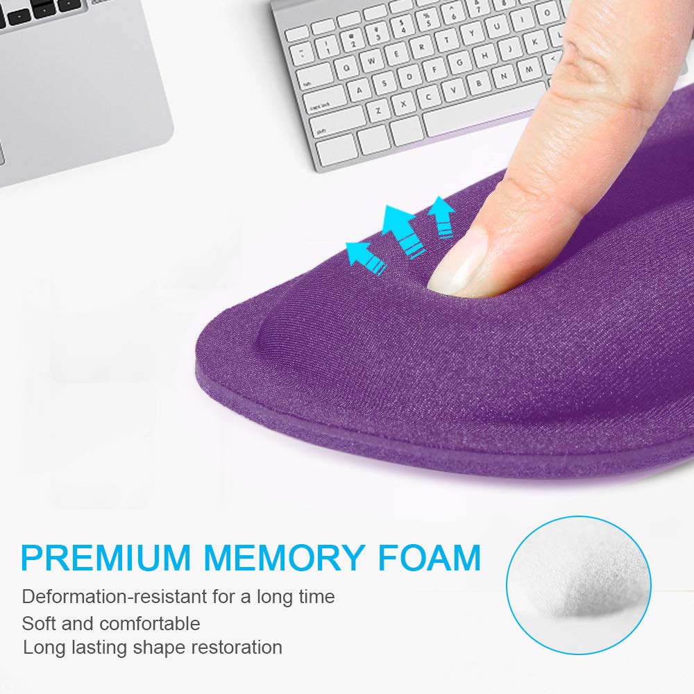 TECKNET 2 Pack Gaming Ergonomic Mouse Pad with Wrist Support Purple