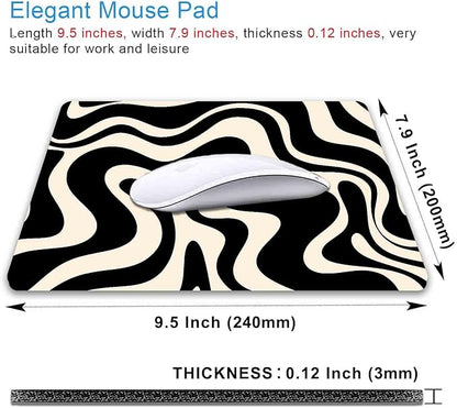 IMAYONDIA Black and White Mouse Pad, Liquid Swirl Retro Mouse Pad, Abstract Pattern Mousepad, Modern Art Cute Desk Decor, Anti Slip Rubber Base Portable Mice pad for Computer Office, 9.5 x 7.9 Inch