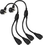 Power Extension Cord Y Splitter - 1FT Right Angled Type Flat Plug NEMA 5-15P 1 to 2 Way Outlet NEMA 5-15R SJT 16AWG 3 Prong Low Profile Black AC Power Cable Wire Extender for Home Office (2-Pack)