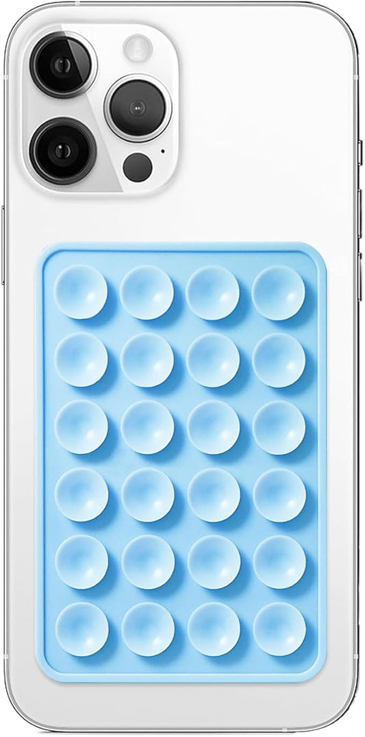 Anteel Silicone Suction Phone Case Mount, Non Slip Sticky Phone Grip for Cellphone, Silicon Adhesive Suction Cup Phone Mount, Strong Grip Holder for Selfies and Videos (Baby Blue)