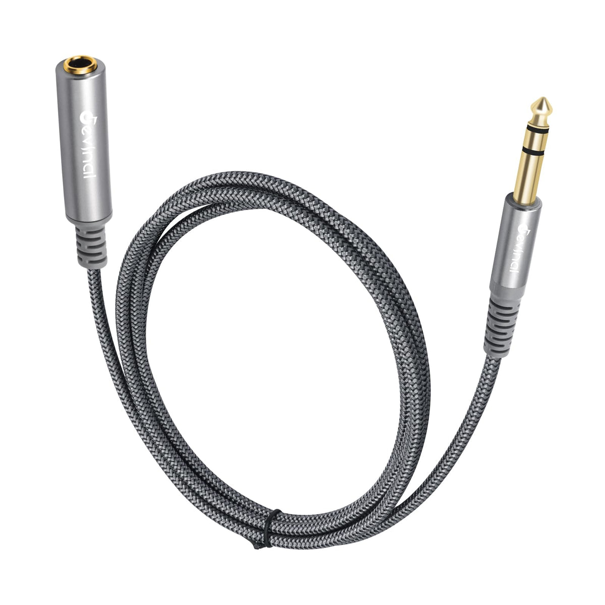 Devinal 6.35mm 1/4" inch TRS Plug Male to 1/4 Female Headphone Guitar Extension Cable Cord, Gold Plated Audio Cable Stereo Extender, 20 feet (6 M)