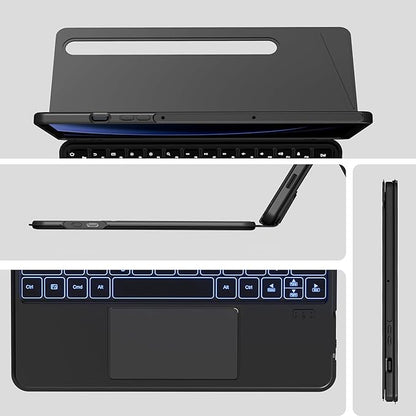nimin Detachable Keyboard Cases for 12.4-inch Samsung Galaxy Tab S7+/S8+/S7FE, Built-in S Pen Holder, Trackpad, 7-Color Backlit, Shortcut Keys, Infinite Viewing Angles Stand, Auto Sleep/Wake