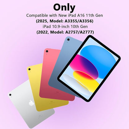 HOTLIFE for iPad A16 11th Generation/10th Generation Case with Keyboard,Touch Keyboard for iPad 11" /10th Gen 10.9 inch 2022-10 Color Backlight, 360° Rotatable Protective Cover (Light Purple)