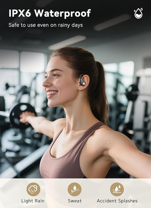 Wireless Earbuds, ENC Noise Cancelling Sport Ear Buds with Multifunctional Touch Screen, Bluetooth 5.4 Headphones, Bass Stereo Sound, 5 EQ Over The Ear Earbuds for Sports/Workout/Gym-Black
