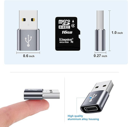 USB to USBC Adapter 8 Pack,USB A to C Adapter,USBC Female to USBA Male OTG Connector,C Cable Converter for iPhone,iWatch,Car Play,USB Charger,Grey