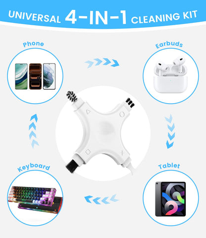 Phone Cleaning Kit, Multi-Tool Charging Port Cleaner with Soft PVC Brushes for iPhone & USB-C Devices, Speakers & Earbuds, White
