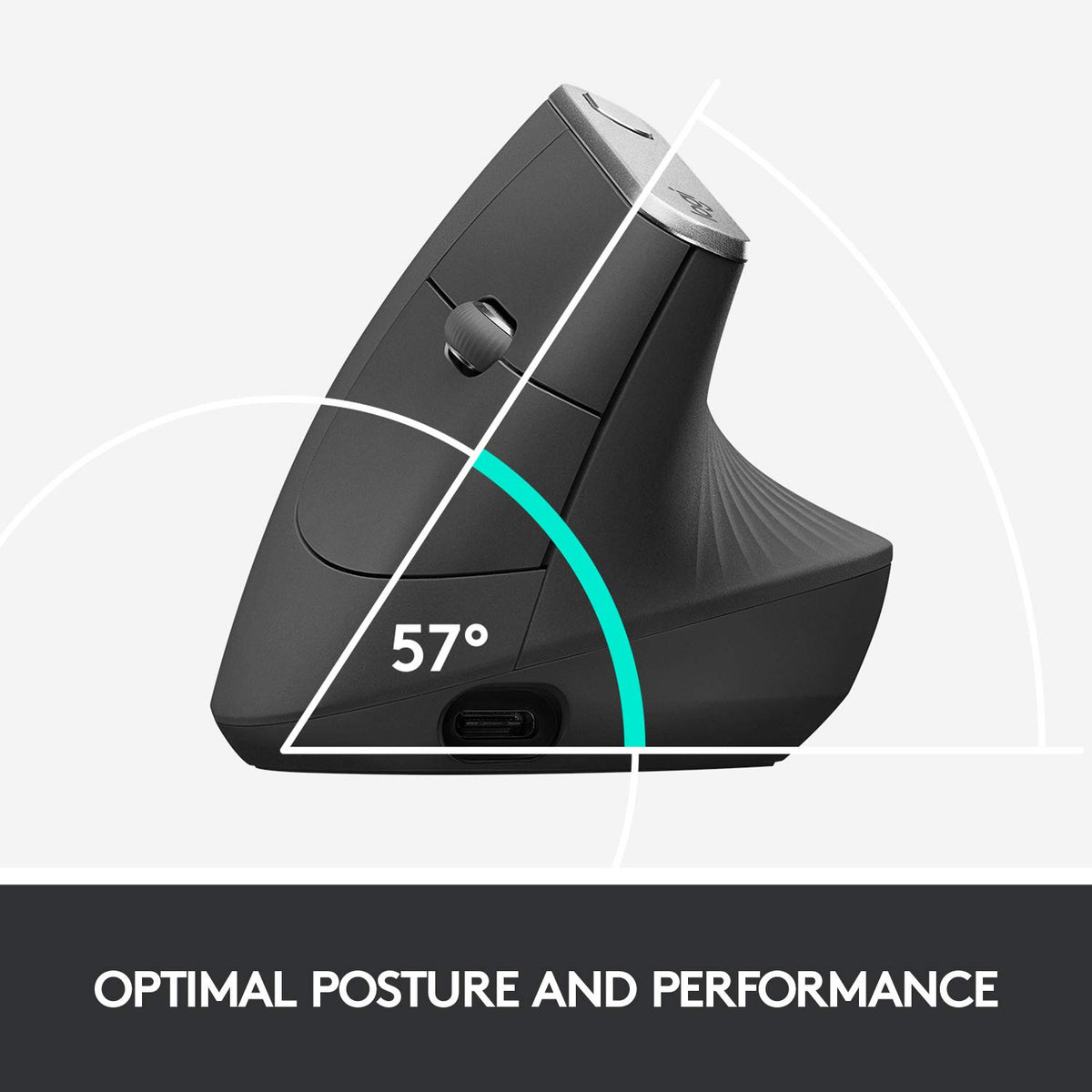 Logitech MX Vertical Wireless Mouse Ergonomic Design - Graphite