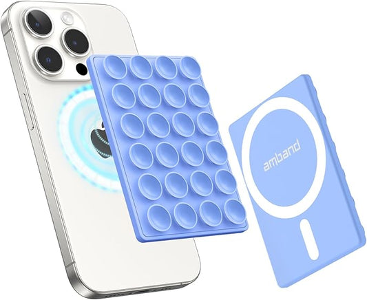 amBand Airplane Travel Essential Accessories Phone Holder for Women Men, Magnetic Suction Cup Phone Mount for Flying Plane Seat Back Screen, Long Flight Must Have Hands-Free for Selfie/Video, Blue2