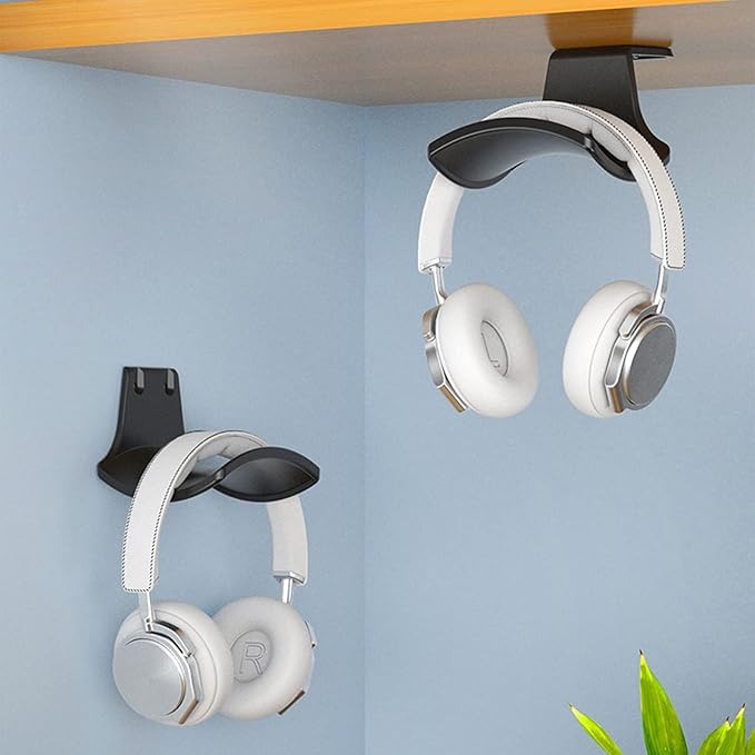 SIROLISA 2-Pack Never Fall Headphone Hook Wall Mount Headset Holder White