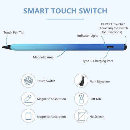 Stylus Pen for iPad 2018-2023 with Palm Rejection, Active Pencil for iPads 10th/9th/8th/7th/6th, for iPad Pro 11/12.9 inch, for iPad Air 5th/4th/3th Gen, for iPad mini 6th/5th Gen(Gradient Blue)