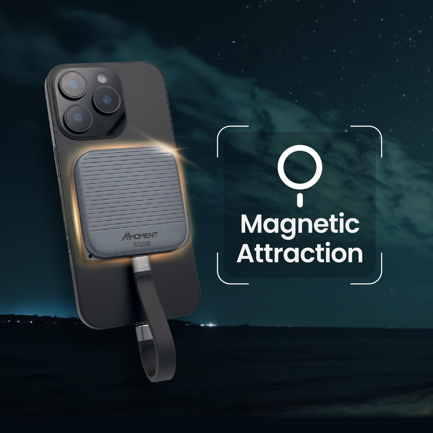 MMOMENT 512GB Portable SSD Magnetic Phone SSD, Dual USB-C, 950MB/s P100
